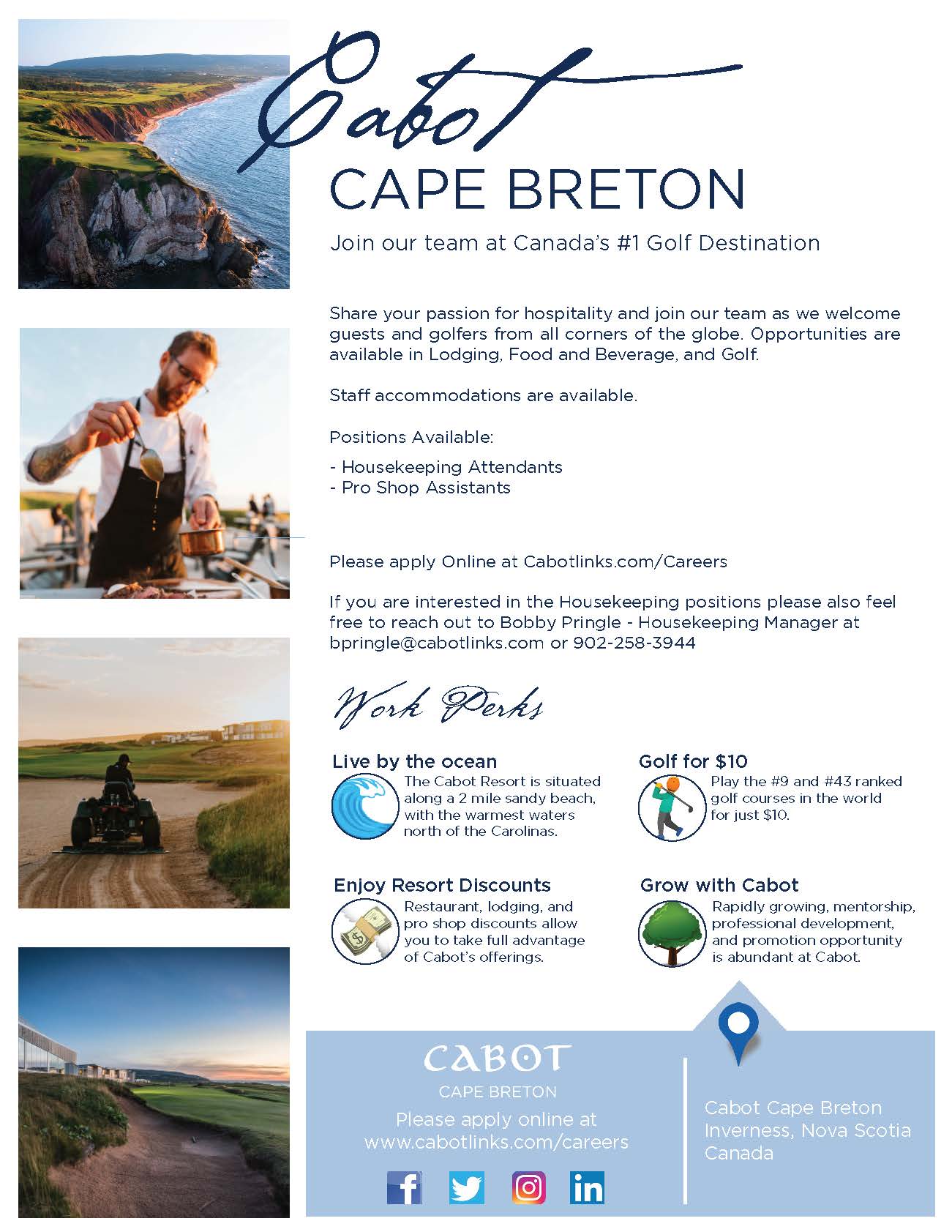 Summer Employment Cabot Links Housekeeping Attendants & Pro Shop