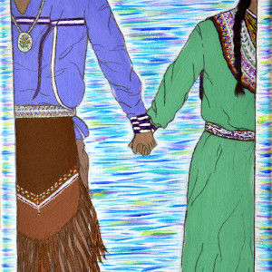 A man and a woman holding hands of each other