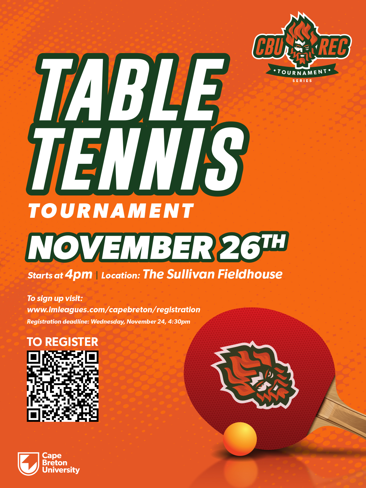 Table Tennis Tournament Cape Breton University Cape Breton University