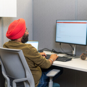 Student working on computer