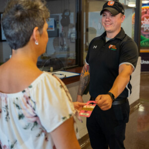 CBU Campus security officer helping a student