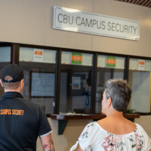 Student with CBU Campus security officer